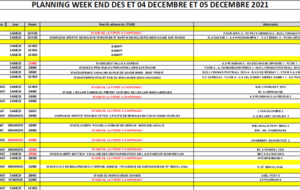 Programme du week-end (04 et 05 Décembre)