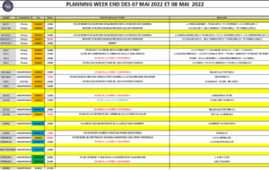 Planning du Week-end (07 et 08 Mai)