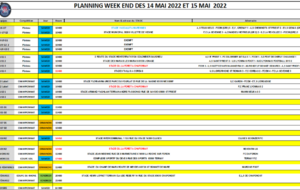 Planning du 14 et 15 Mai